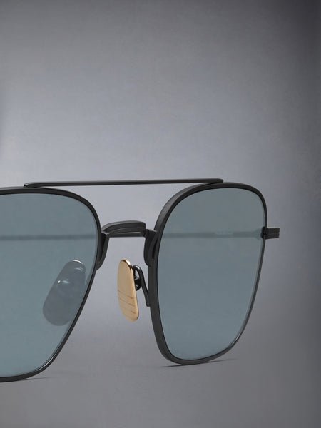 TITANIUM SQUARED AVIATOR SUNGLASSES BLACK/CHARCOAL
