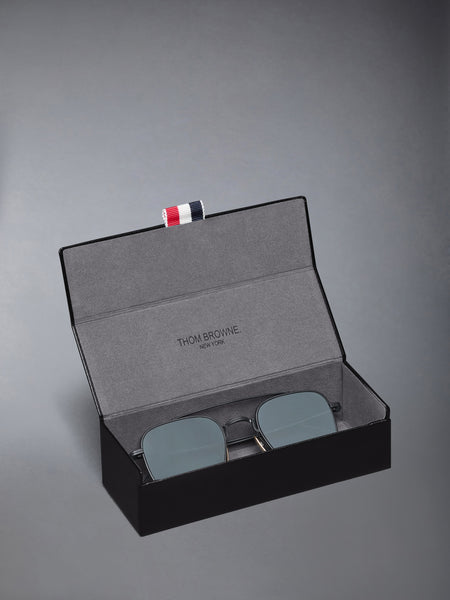 TITANIUM SQUARED AVIATOR SUNGLASSES BLACK/CHARCOAL