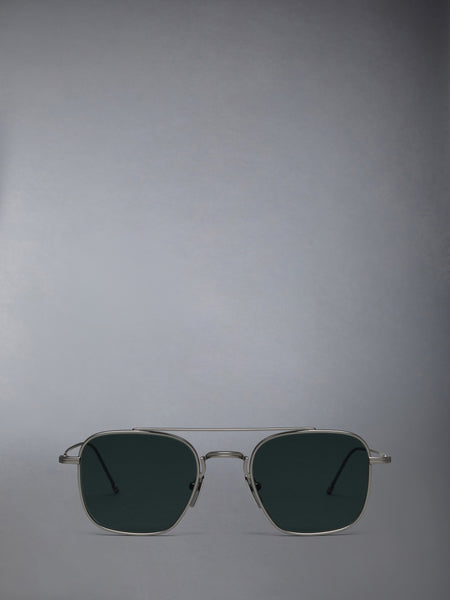 TITANIUM SQUARED AVIATOR SUNGLASSES MED GREY