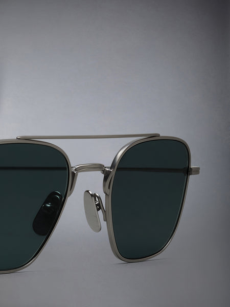 TITANIUM SQUARED AVIATOR SUNGLASSES MED GREY
