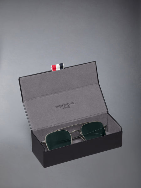 TITANIUM SQUARED AVIATOR SUNGLASSES MED GREY