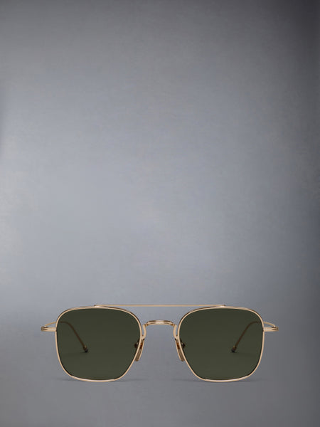 TITANIUM SQUARED AVIATOR SUNGLASSES WHITE GOLD