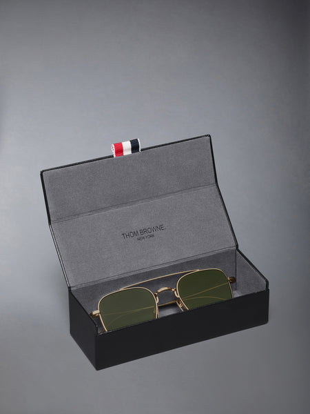 TITANIUM SQUARED AVIATOR SUNGLASSES WHITE GOLD