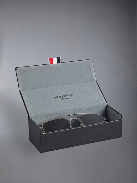 TITANIUM SQUARED AVIATOR SUNGLASSES SILVER