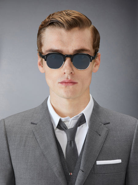 ACETATE AND TITANIUM OVAL SUNGLASSES BLACK