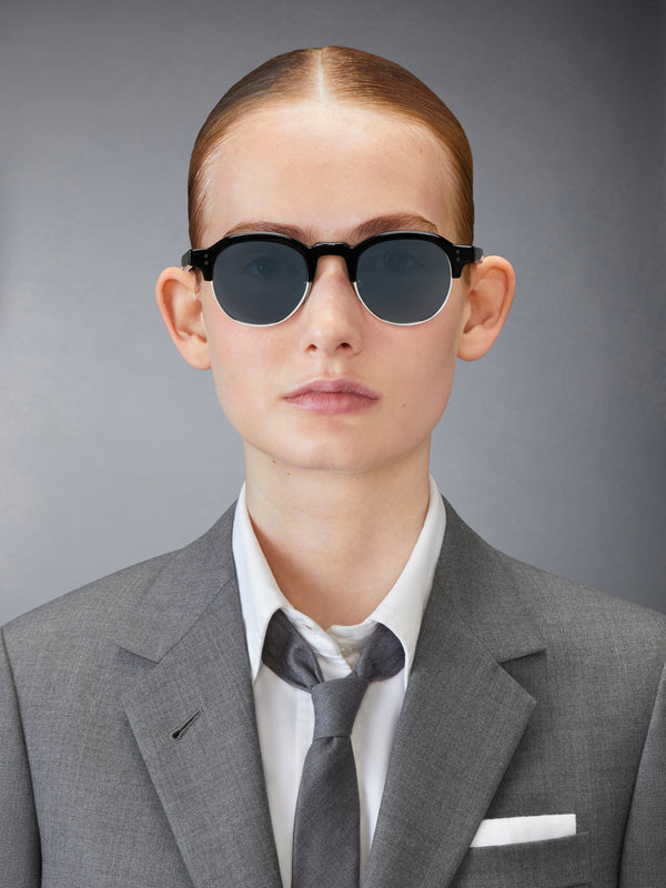 ACETATE AND TITANIUM OVAL SUNGLASSES - image 3