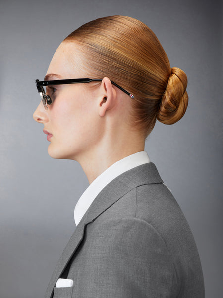 ACETATE AND TITANIUM OVAL SUNGLASSES BLACK