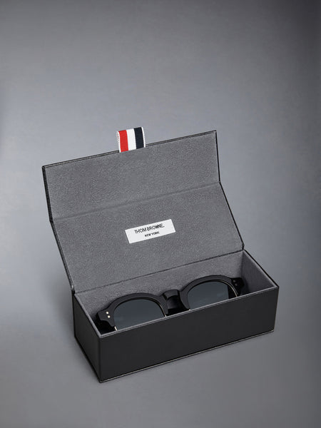 ACETATE AND TITANIUM OVAL SUNGLASSES BLACK
