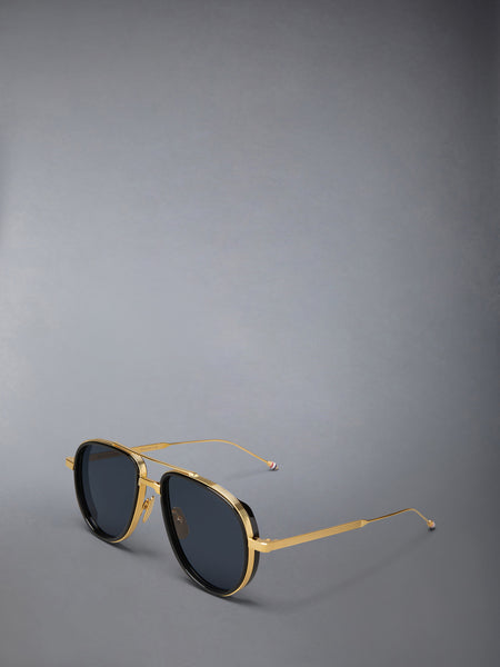 ACETATE AND TITANIUM AVIATOR SUNGLASSES YELLOW GOLD