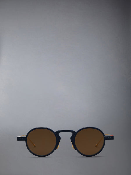 TITANIUM ROUND SUNGLASSES DARK NAVY