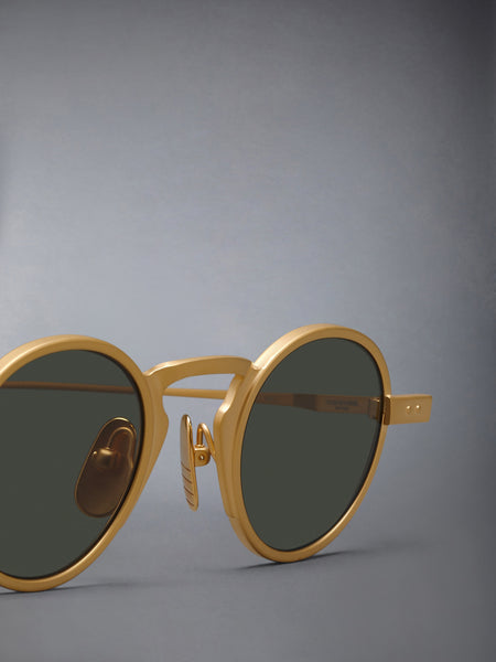 TITANIUM ROUND SUNGLASSES YELLOW GOLD