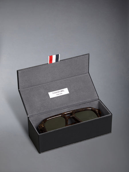 ACETATE AVIATOR SUNGLASSES DARK BROWN
