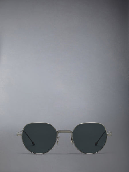 TITANIUM ROUND SUNGLASSES MED GREY