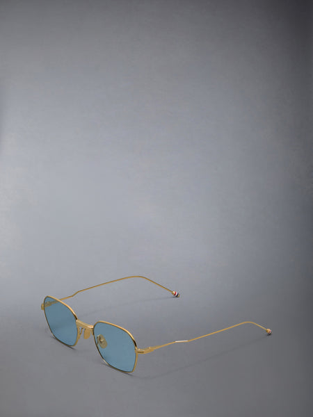 TITANIUM RECTANGULAR SUNGLASSES YELLOW GOLD