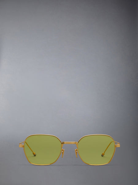 TITANIUM RECTANGULAR SUNGLASSES YELLOW GOLD