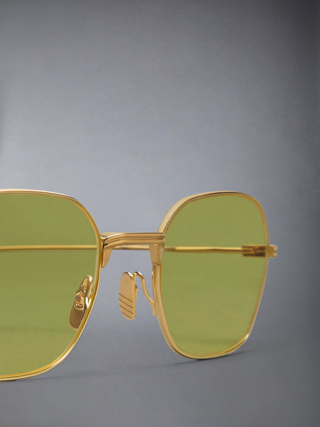 TITANIUM RECTANGULAR SUNGLASSES YELLOW GOLD