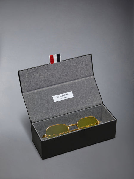 TITANIUM RECTANGULAR SUNGLASSES YELLOW GOLD