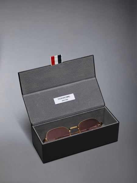TITANIUM RECTANGULAR SUNGLASSES YELLOW GOLD