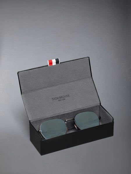 TITANIUM RECTANGULAR SUNGLASSES BLACK/CHARCOAL