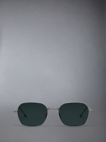 TITANIUM RECTANGULAR SUNGLASSES MED GREY