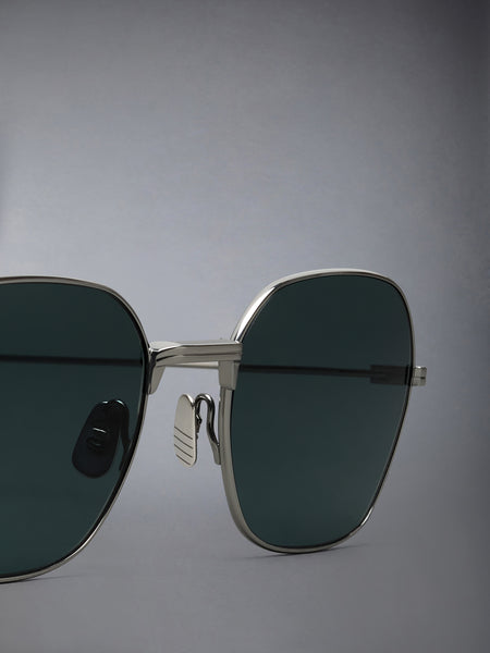 TITANIUM RECTANGULAR SUNGLASSES MED GREY