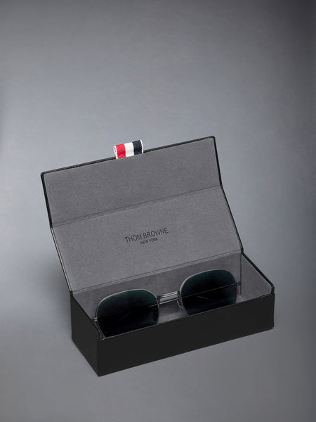 TITANIUM RECTANGULAR SUNGLASSES MED GREY