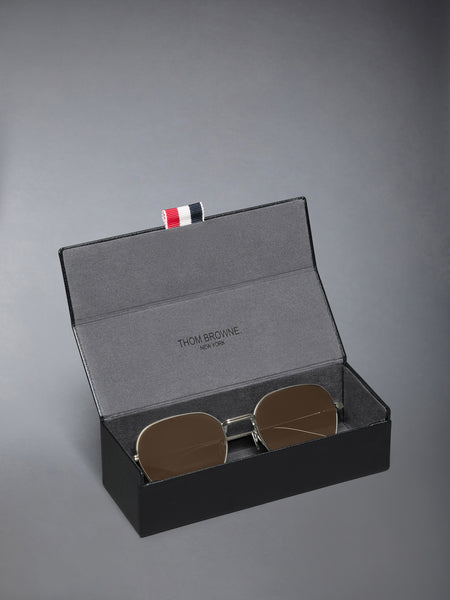 TITANIUM RECTANGULAR SUNGLASSES SILVER