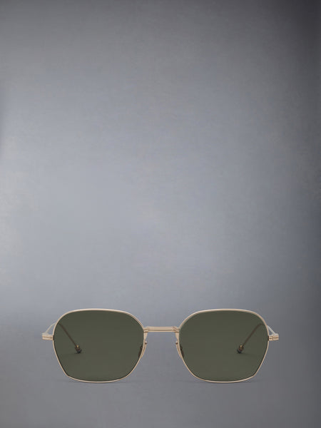 TITANIUM RECTANGULAR SUNGLASSES WHITE GOLD