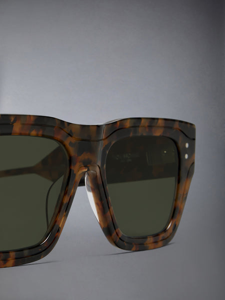 ACETATE RECTANGULAR SUNGLASSES DARK BROWN