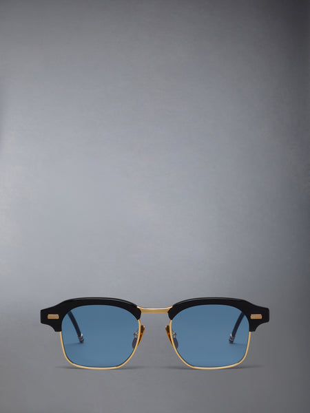 ACETATE AND TITANIUM SQUARE SUNGLASSES BLACK