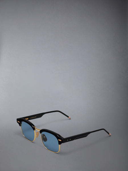 ACETATE AND TITANIUM SQUARE SUNGLASSES BLACK