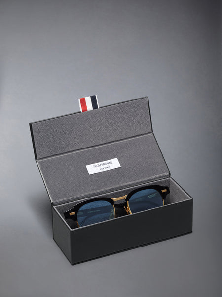 ACETATE AND TITANIUM SQUARE SUNGLASSES BLACK