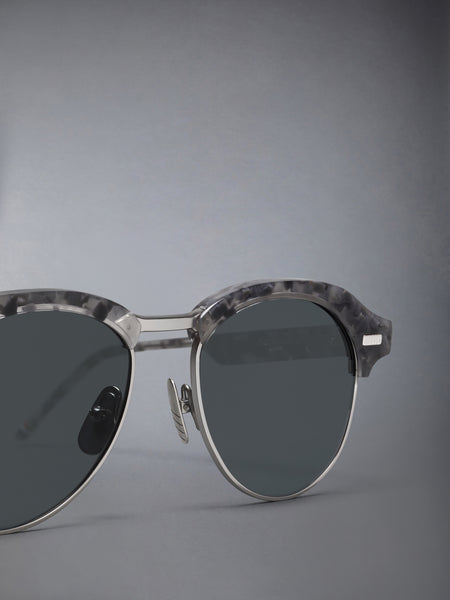 ACETATE AND TITANIUM PILOT SUNGLASSES DARK GREY