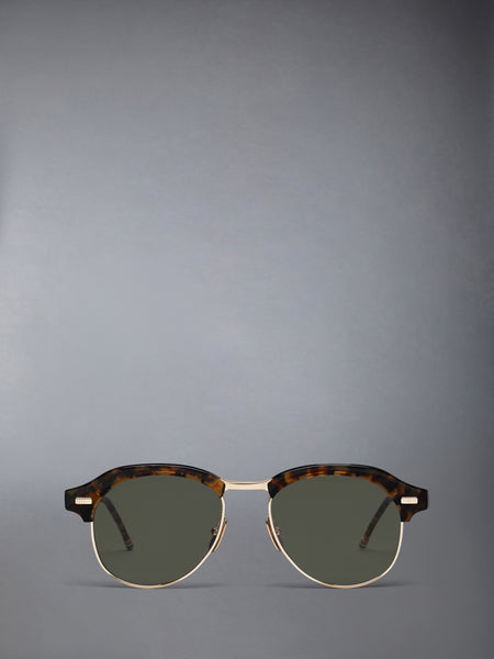 ACETATE AND TITANIUM PILOT SUNGLASSES DARK BROWN