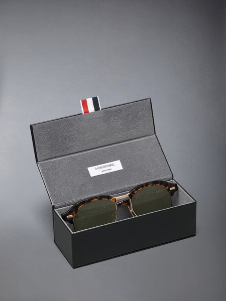 ACETATE AND TITANIUM PILOT SUNGLASSES DARK BROWN