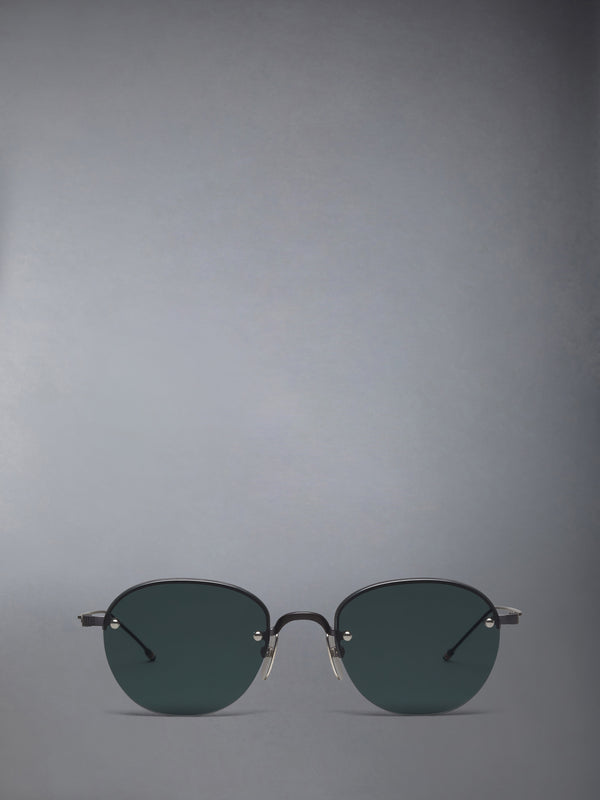 TITANIUM SEMI RIMLESS OVAL SUNGLASSES - featured image