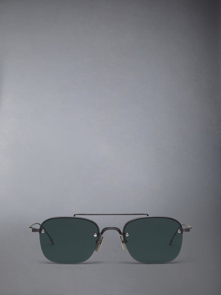 TITANIUM SEMI RIMLESS PILOT SUNGLASSES BLACK