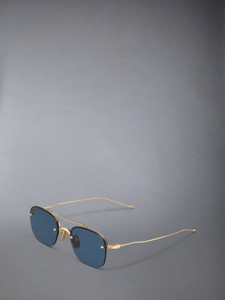TITANIUM SEMI RIMLESS PILOT SUNGLASSES YELLOW GOLD