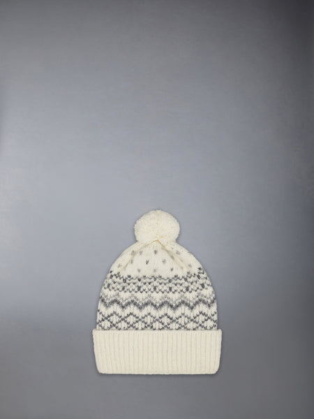 FAIR ISLE DONEGAL MOHAIR TWEED JERSEY HAT WHITE