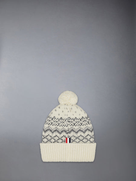 FAIR ISLE DONEGAL MOHAIR TWEED JERSEY HAT WHITE