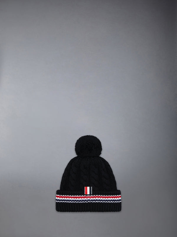 CASHMERE BABY CABLE STITCH POM POM HAT - featured image