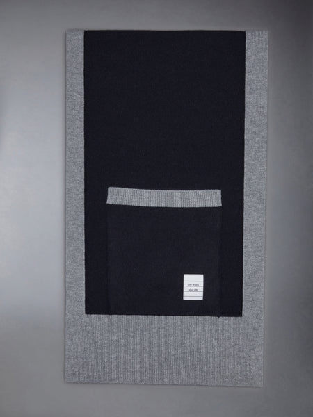 Merino Wool Jersey Framing Paper Label Pocket Scarf NAVY