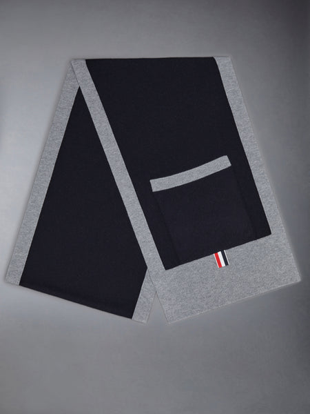 Merino Wool Jersey Framing Paper Label Pocket Scarf NAVY