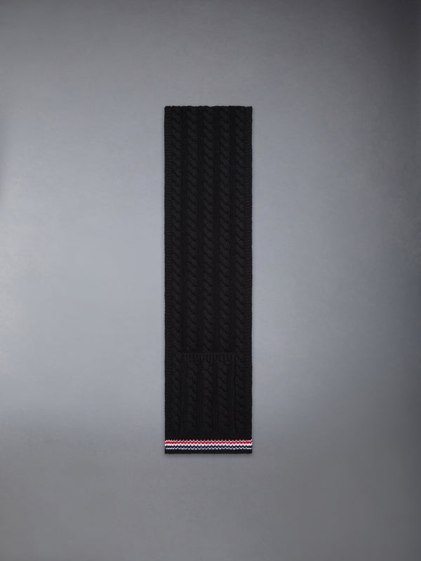 CASHMERE BABY CABLE STITCH RWB STRIPE POCKET SCARF - featured image