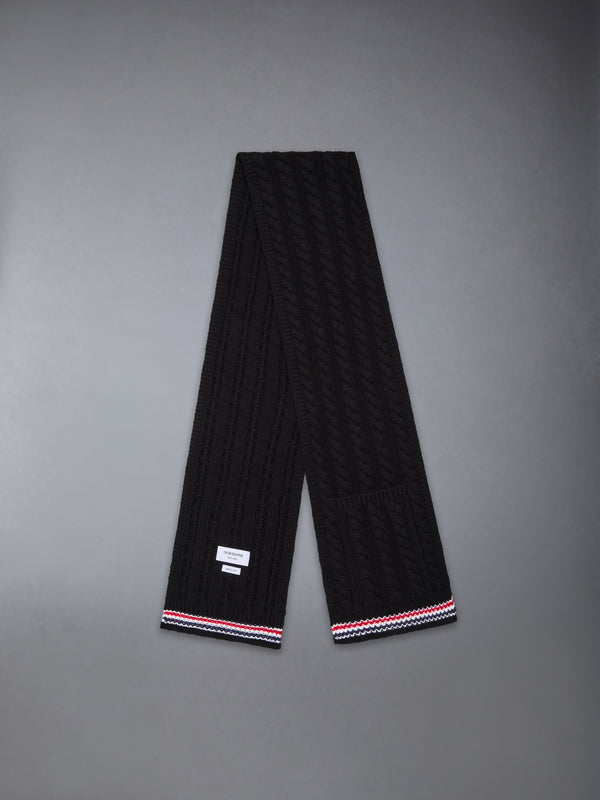 CASHMERE BABY CABLE STITCH RWB STRIPE POCKET SCARF - image 2