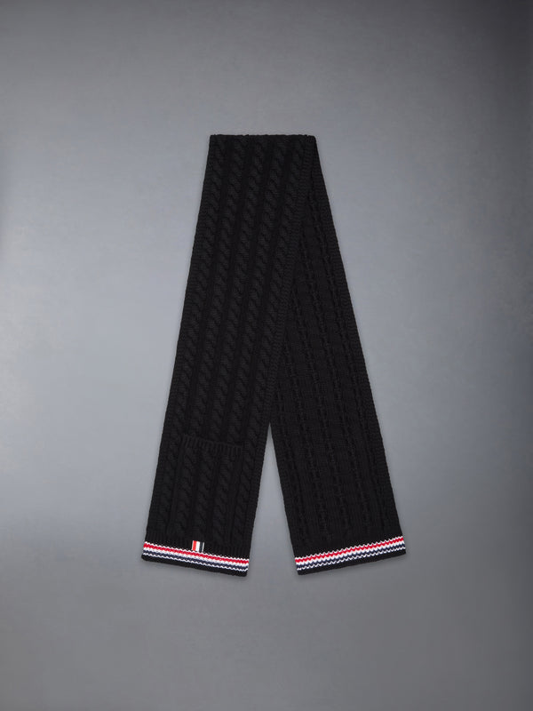 CASHMERE BABY CABLE STITCH RWB STRIPE POCKET SCARF - image 3