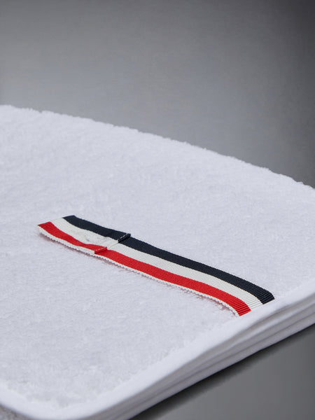 COTTON TERRY FRETTE GYM TOWEL WHITE
