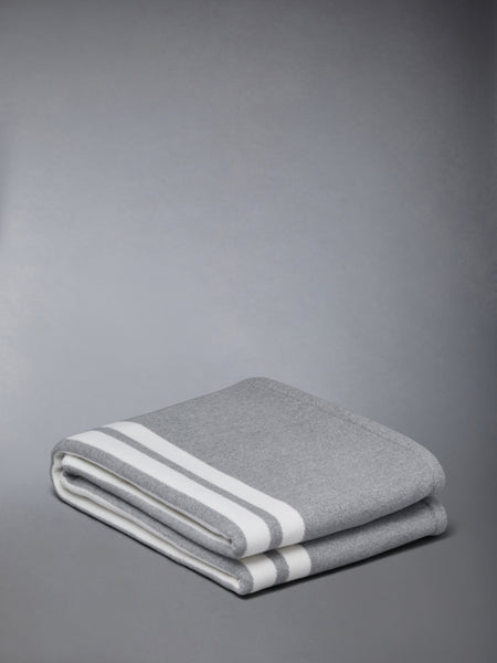 WOOL CASHMERE 4-BAR FRETTE THROW MED GREY
