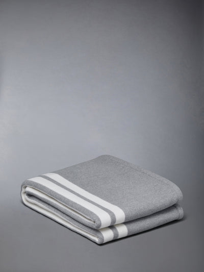WOOL CASHMERE 4-BAR FRETTE BLANKET (LARGE)
