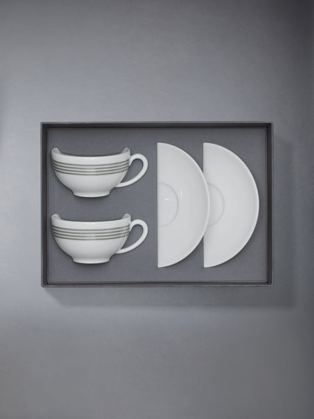 LIMOGES PORCELAIN 4-BAR HAVILAND TEA CUP SET WHITE